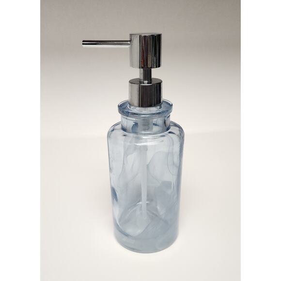 Glass Marble Look Bathroom Essentials 3 Pc Soap Dispenser Set Color Clear Blue - Picture 7 of 8